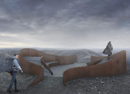 Corten Steel Platforms and Natural Integration at a Volcanic Lookout Point