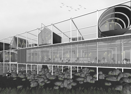 Elevated Dining Experience with Glass Facades and Indoor Aeroponics in a Volcanic Landscape  