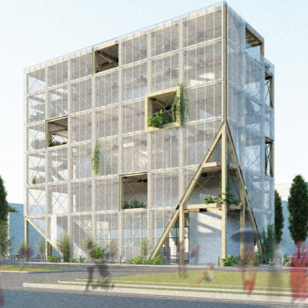 Permeable Facade with Mixed-Use Spaces and Steel Structure in Urban Housing Design