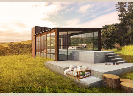 Charred Wooden Shingles and Panoramic Glass Walls in a Tranquil Nature Retreat  
