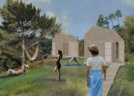 Cork Façade and Timber Structure Create a Sustainable Wellness Retreat in Nature