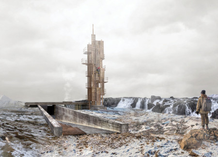 Corten Steel and Rammed Earth Structure Embracing Geological Heritage in Iceland