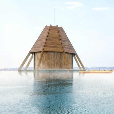 Charred Wooden Shingles and Circular Form Integrate Coastal Habitat with Research Station