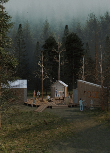Cross-Laminated Timber and Charred Wood Create a Community Hub in a Forested Setting