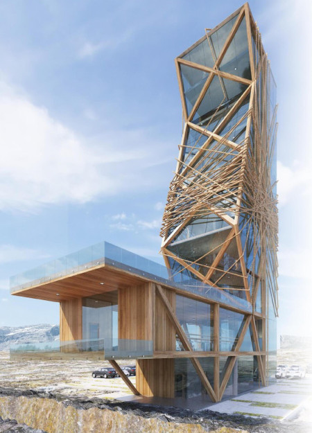 Asymmetrical Observation Tower with Glulam Structure and Geothermal Sustainability