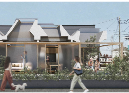 Charred Wooden Shingles and Cross-Laminated Timber Panels Defining A Multifunctional Community Hub