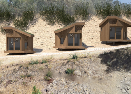 Living Roofs and Local Woods Creating Tranquil Meditation Lodges Amidst Nature