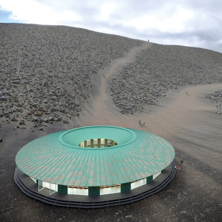 Copper Cladding and Timber Structure Integrated Within a Volcanic Landscape for Visitor Experience  