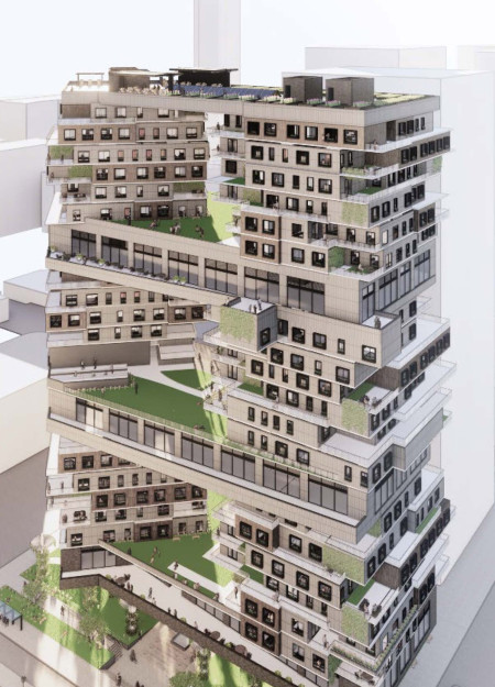 Charred Wooden Shingles and Green Roofs Defining a Sustainable Living Community