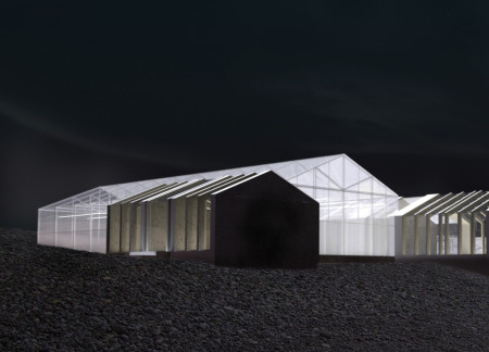 Volcanic Stone and Glasshouse Synergy in Community-Centric Agricultural Space