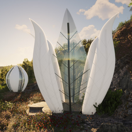 Petal-Inspired Structure Featuring ETFE Membrane and Bamboo Framework for Mindful Retreat