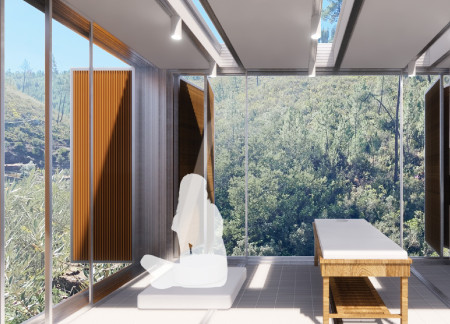 Translucent Flooring and Charred Shingles Define a Modular Retreat Emphasizing Sustainability