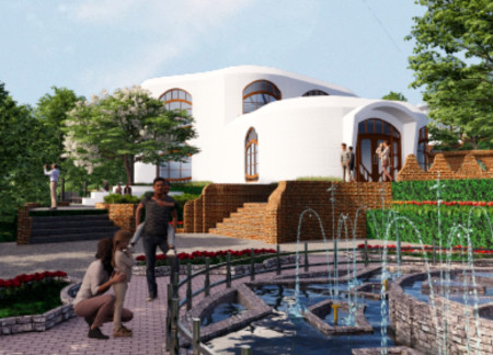 Curvilinear Design Featuring Cross-Laminated Timber Panels and Charred Shingles for an Artistic Community Hub