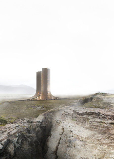 Charred Wooden Shingles and Concrete Connect Visitors to Tectonic Landscapes in Iceland