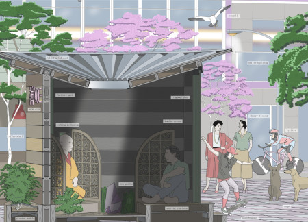Kumiko Screens and Folded Metal Form a Tranquil Urban Retreat