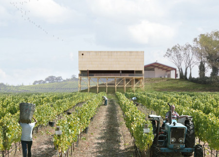 Charred Oak Cladding and Elevated Design for a Sustainable Wine Tasting Experience  