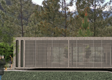Charred Wood and Laminated Glass Embrace Nature in a Yoga Sanctuary