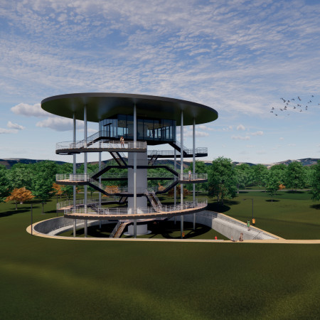 Exploring Elevated Views Through Steel Framing and Natural Wood Finishes  