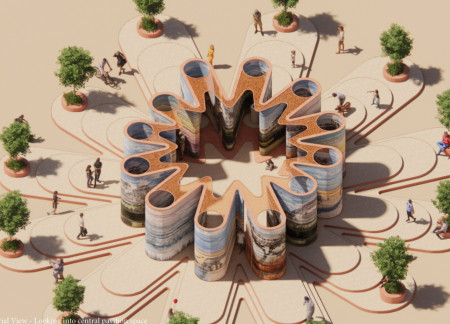 Rammed Earth Structure Showcasing Soil Diversity as an Educational Center for Ecological Awareness  