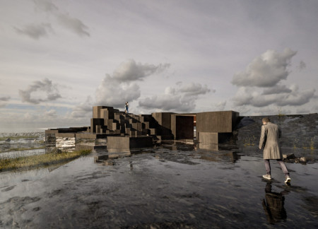 Basalt-Inspired Visitor Center Crafted with Cross-Laminated Timber Panels and Expansive Glass Facades