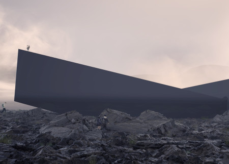 Reflective Chromium Facade Merging Volcanic Landscape with Warm Timber Interiors and Community Gathering Spaces