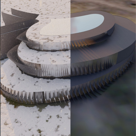 Curvilinear Pavilion Embracing Natural Light Through Zinc and Glass in a Cinematic Community Hub
