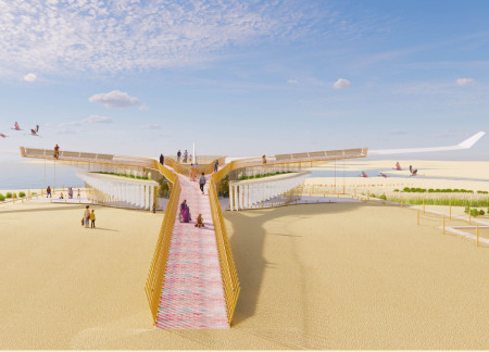 Bamboo Framework and Reclaimed Aluminum Enfolding a Coastal Community Space