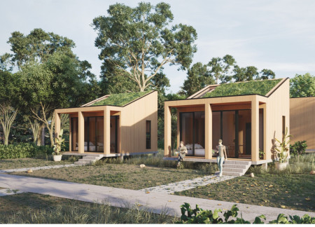 Charred Wooden Shingles and Green Roofs Define Sustainable Living in Compact Urban Homes
