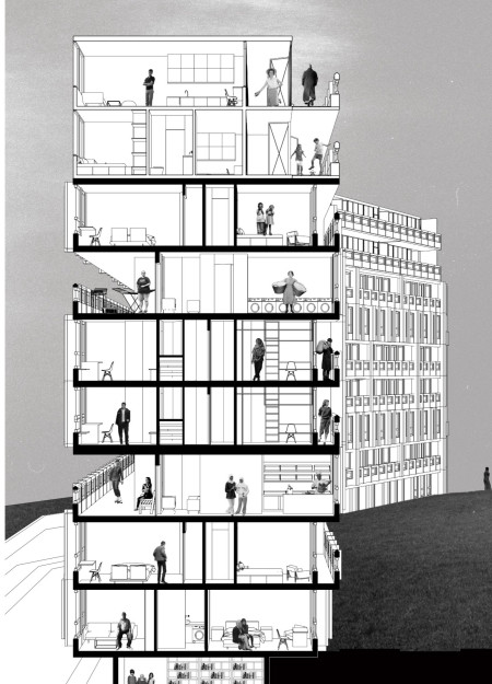 Charred Wooden Shingles and Glass Facades Enhancing Sustainable Urban Living