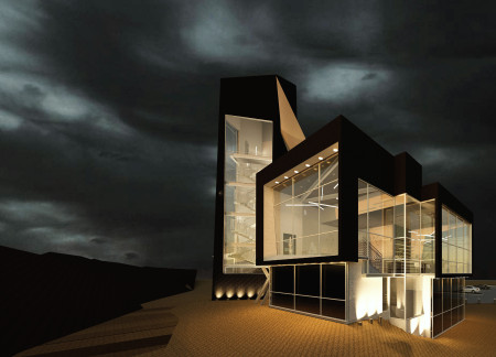 Obsidian Facades and Trombe Walls Elevate Sustainable Community Spaces
