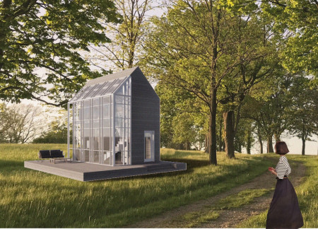 Charred Wooden Shingles and Glass Facades in a Forest Retreat Micro Home  