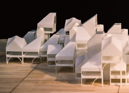 Curved Forms Crafted from Cross-Laminated Timber and Charred Shingles Emphasizing Coastal Resilience