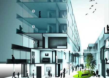 Charred Wooden Shingles and Concrete Facades in a Community-Centric Urban Residency  