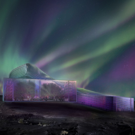 ETFE Enveloped Greenhouse Restaurant With Hydroponic Gardens Nestled in Iceland's Landscape