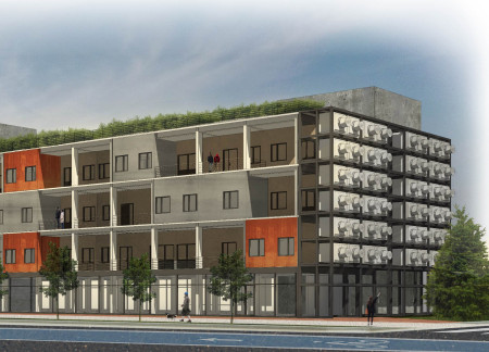 Charred Wooden Shingles and Carbon Capture Technology Drive Sustainable Urban Living Solutions