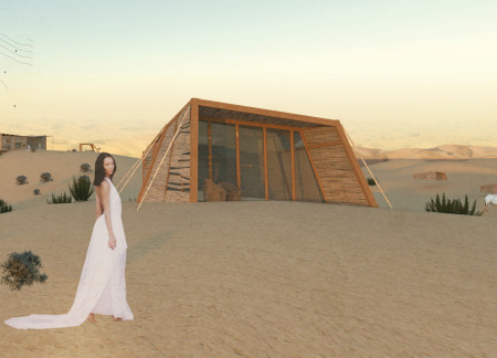 Palm Reed Roofs and Natural Stone Floors in a Sustainable Desert Community