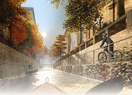 Vertical Gardens and Local Brick Revitalizing Canals for Community Spaces  