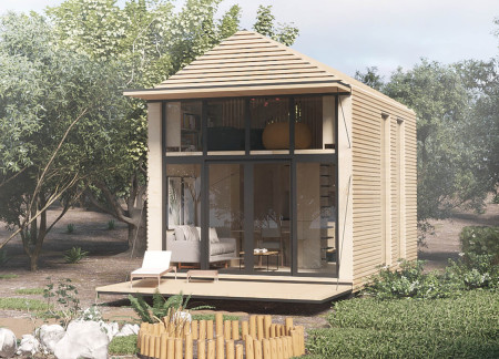Charred Wooden Shingles and Cross-Laminated Timber Create A Sustainable Modular Dwelling