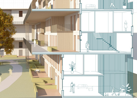 Cross-Laminated Timber Homes Enhanced by Charred Wooden Shingles and Green Roofs for Urban Living