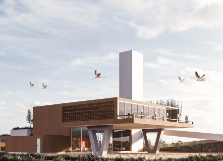 Parametric Dune Wall Constructed with Fiber Cement Panels in a Sustainable Wetland Visitor Center