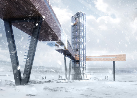 Curved Steel Structure Embracing Geothermal Energy and Natural Timber Harmony