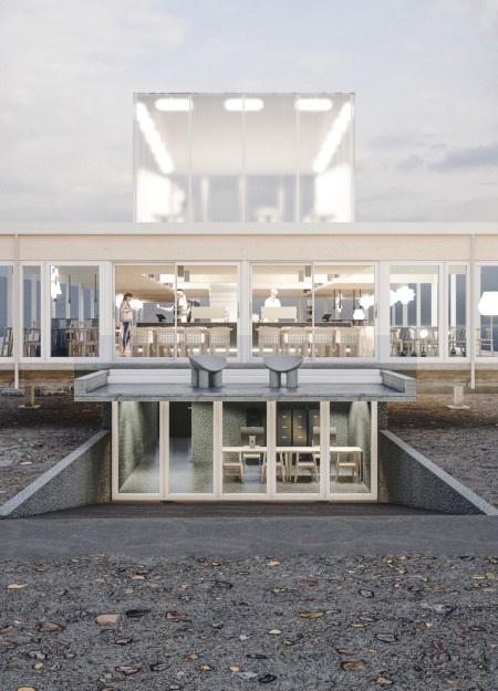 Cross-Laminated Timber Cantilever Shelters a Gathering Space Amidst Volcanic Landscape