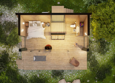 Sustainable Retreat Featuring Cross-Laminated Timber and Charred Wood Shingles Nestled in Nature