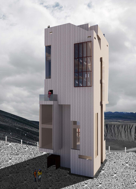 Charred Wooden Shingles and Reinforced Concrete Create a Unique Observation Shelter in Iceland’s Scenic Landscape  