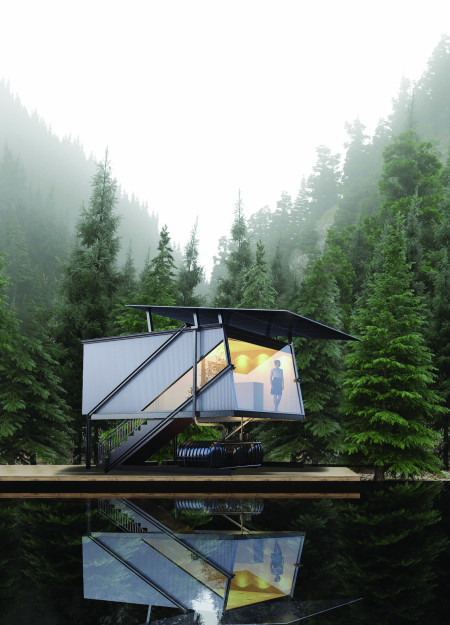 Galvanized Steel Structure With R-50 Insulation Nestled in a Forested Landscape