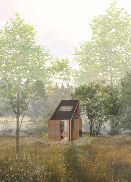 Translucent Roof and Modular Timber Cladding in a Serene Meditation Retreat