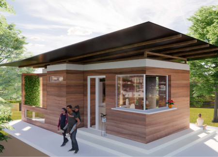 Rammed Earth Structure Designed With Transparent Wood And Vertical Gardens For Sustainable Living
