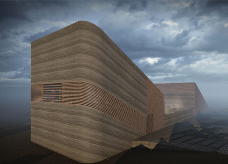 Geothermal Sanctuary Crafted with Rammed Earth and Cross-Laminated Timber Panels