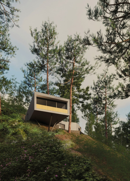 Charred Wooden Cladding Enhances Cliffside Wellness Retreat With Expansive Views  