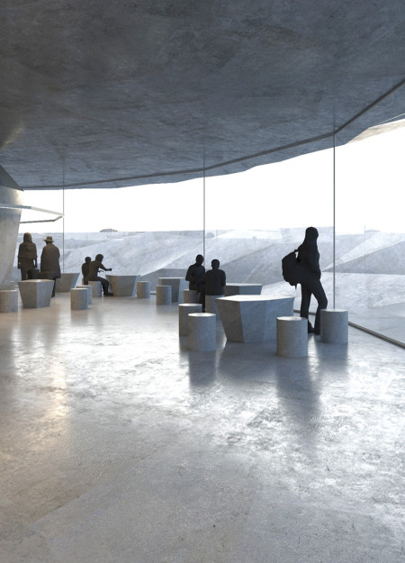 Water-Absorbing Concrete And Laminated Timber Unite In A Volcanic Landscape Coffee Shop